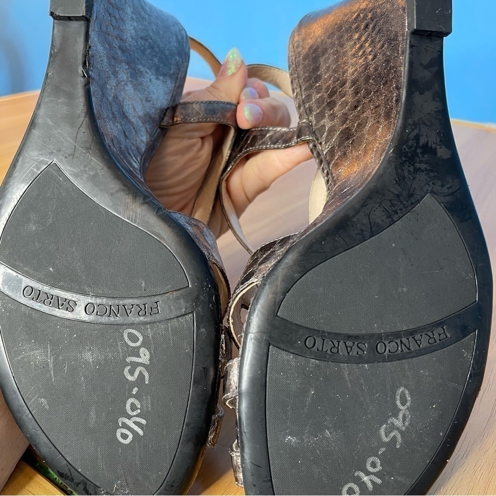 Franco Sarto Genova copper metallic strappy sandal vegan leather 9.5 - Picture 7 of 8